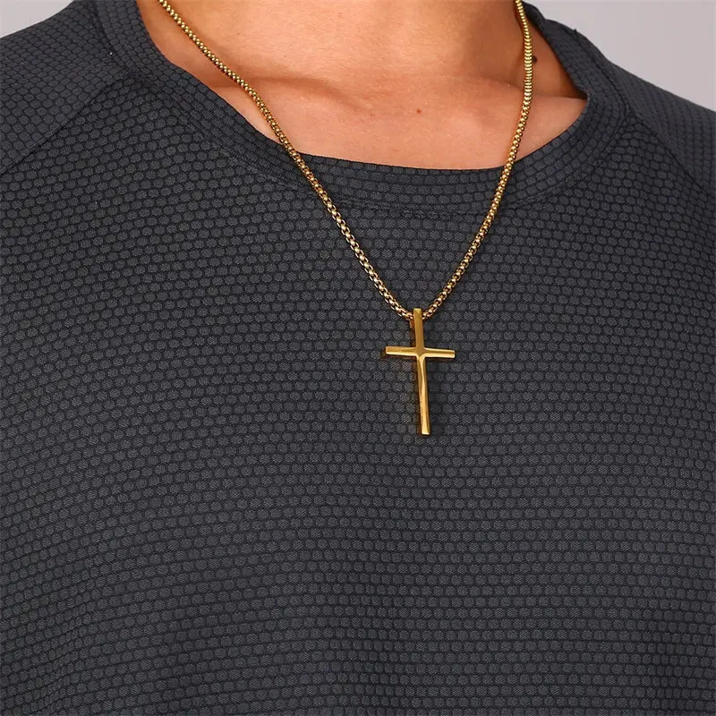 Smooth Simple Titanium Cross Pendant Male And Female Personality Necklace BloomIris