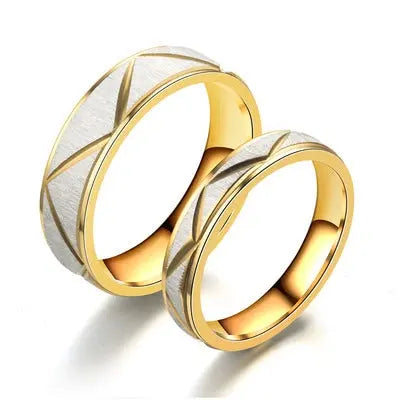 Titanium steel couple ring 24K gold stainless steel ring BloomIris