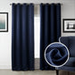 Dark Blue Bedroom Blackout Fabric Printed Curtains BloomIris