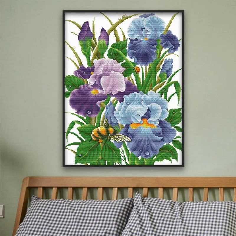 Iris flower pattern small embroidery painting BloomIris