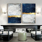 Luxury abstract hanging painting modern simple white gold block Hypersku